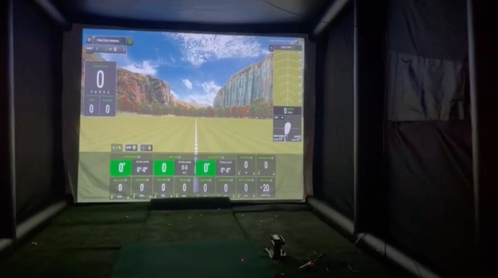 View from inside the simulator enclosure looking at the projected course